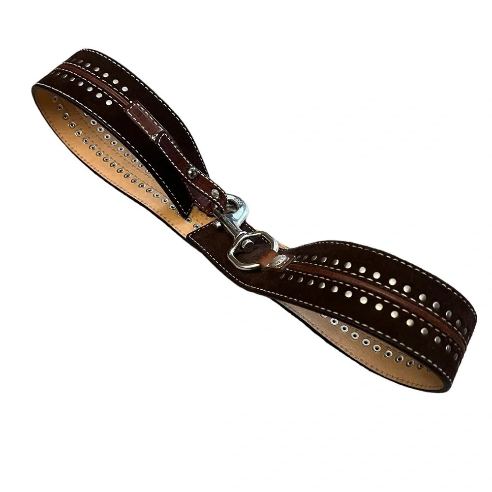 MICHAEL KORS Dark Brown Suede Leather Studded Belt